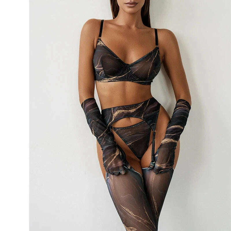 Value Deals insulated winter jacketEllolace Erotic Senual Lingerie Tie Dye Lace Underwear With Stocking Long Gloves See Through Bilizna Outfits Fancy Sensual Set