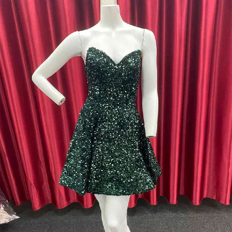 Today Only wrap-around dressSweetheart Dark Green Sequins A-Line Homecoming Dress Y1409