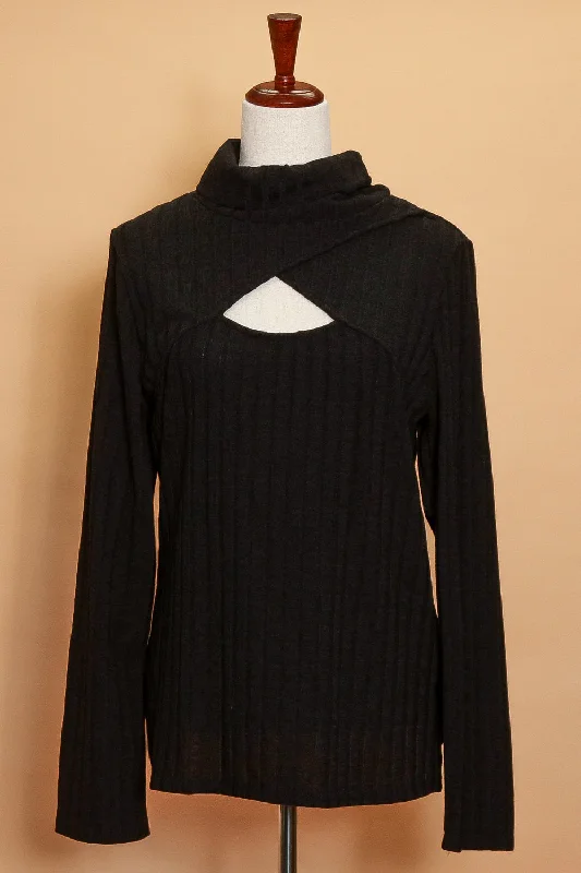 stylish blazer coatPlus Black Ribbed Cowl Neck Sweater