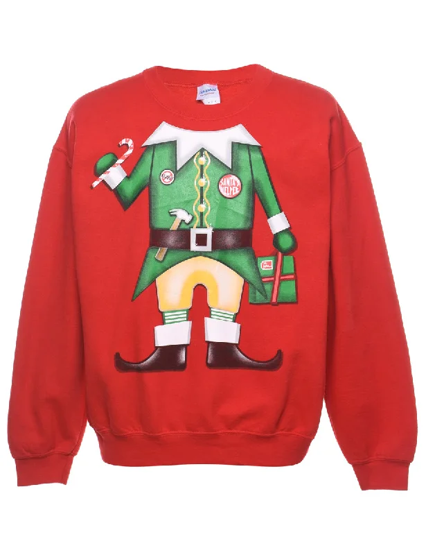 insulated jacketRed Christmas Sweatshirt - L