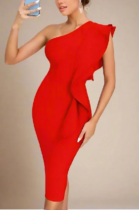 Don't Miss printed dressVera Bandage Midi Dress - Lipstick Red