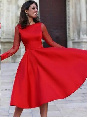 Final Sale Long Sleeve Homecoming Dresses Red Open Back Short Prom Dress Party Dress JK631