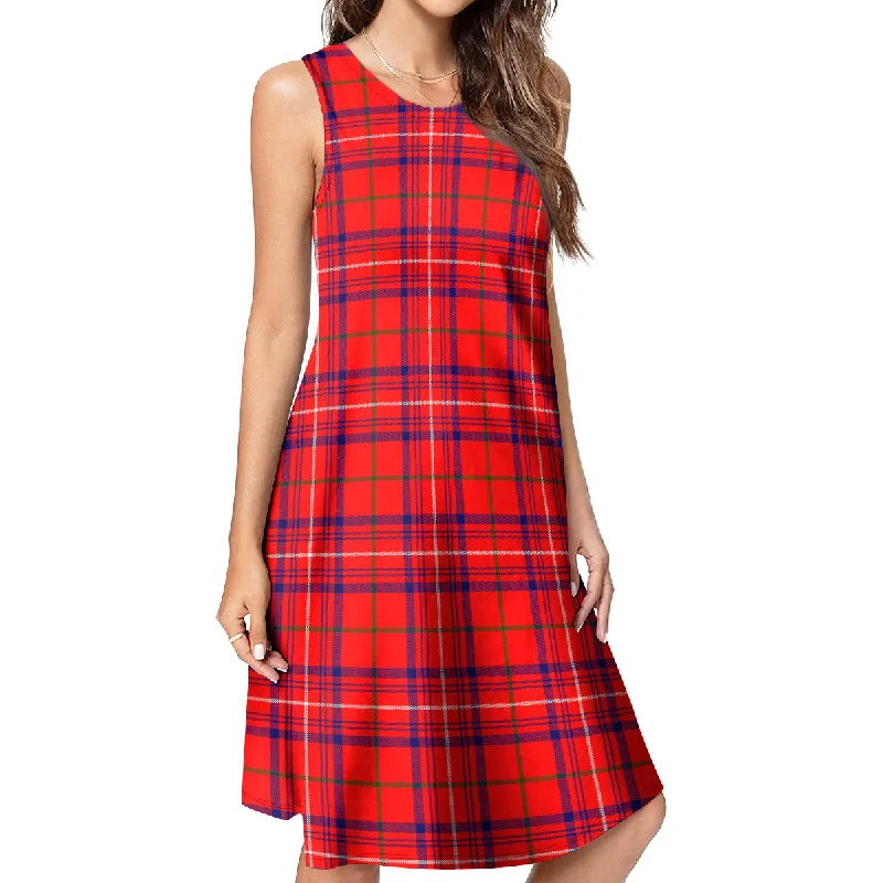 Huge Discounts Rose Modern Tartan Womens Casual Dresses