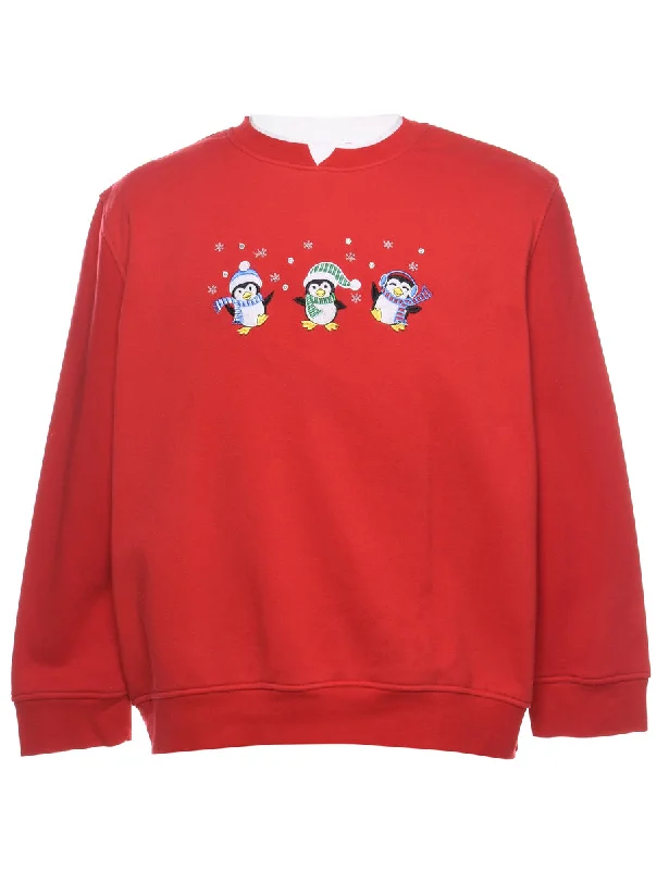 warm outerwearRed Christmas Sweatshirt - XL