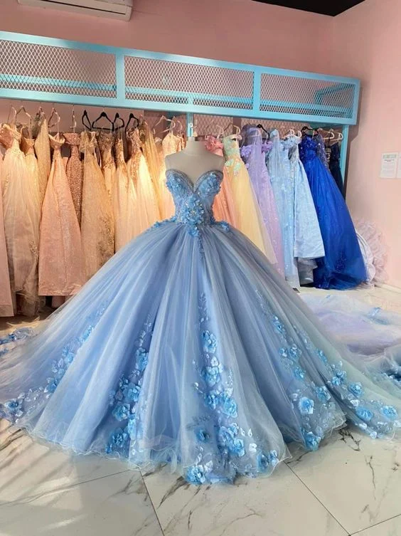 oversized dressSky Blue Sweetheart Quinceanera Dress with Appliques Sweet 16 Dress Ball Gown  Y1872