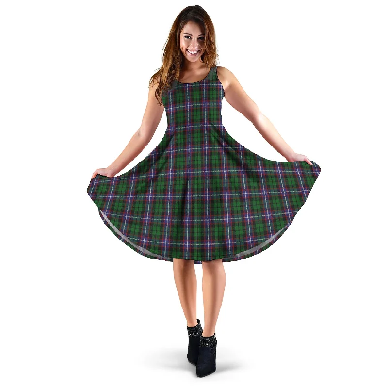 Super Deal Russell Tartan Sleeveless Midi Womens Dress