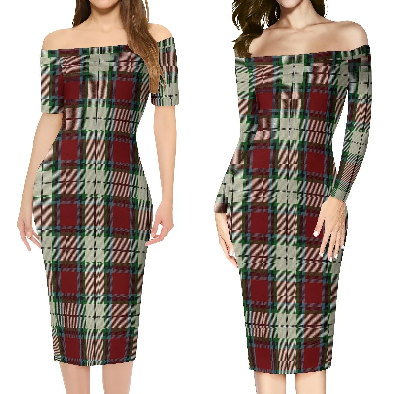 Deal Frenzy Rose White Dress Tartan Off Shoulder Lady Dress