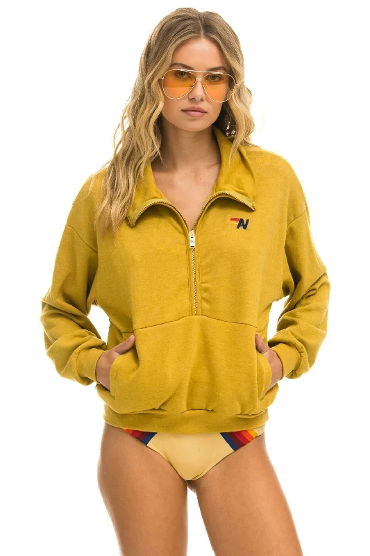 Can't Be Beat cozy gym sweatshirtLOGO EMBROIDERY HALF ZIP SWEATSHIRT - KHAKI