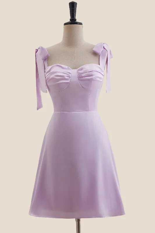 Closeout Sale trendy wrap dressStraps Lavender A-line Short Princess Dress