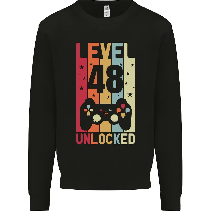 Season Finale Sale workout style hoodie48th Birthday Level Up Gaming 48-Year-Old Men's Sweatshirt Jumper