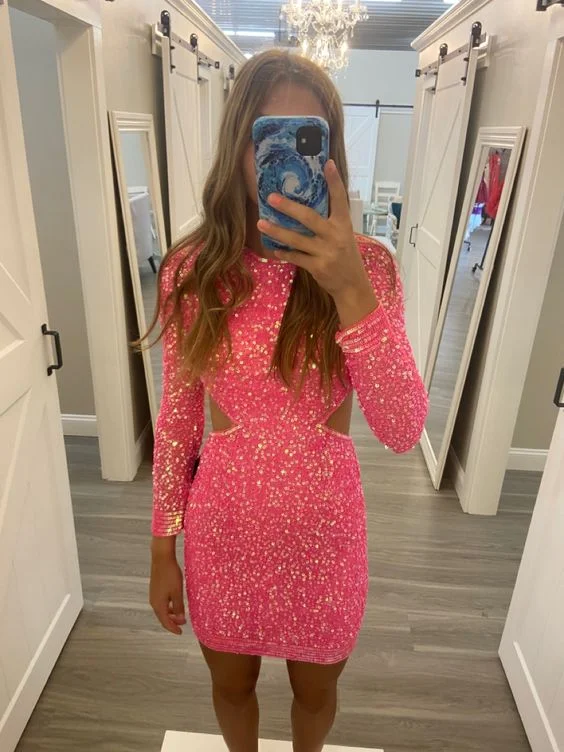Buy Now sleek midi dressShiny Pink Sequins Short Homecoming Dress Cute Party Dress Y445 Buy Now sleek midi dressShiny Pink Sequins Short Homecoming Dress Cute Party Dress Y445