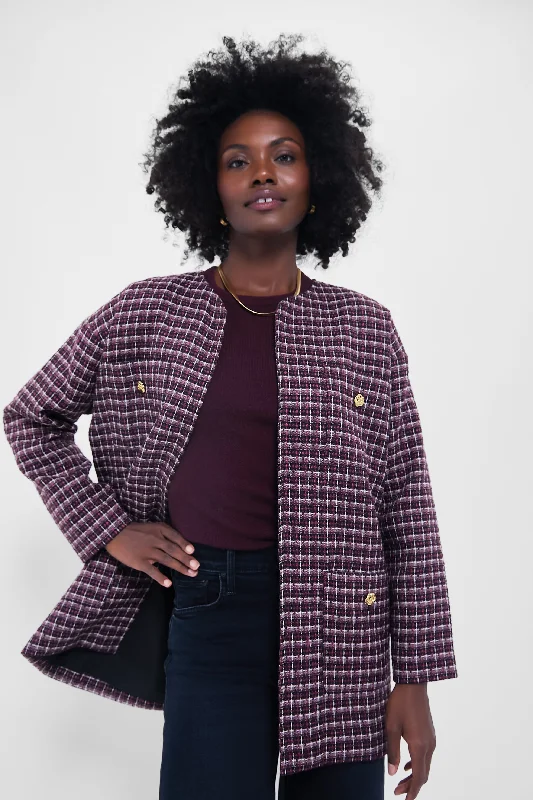 insulated trench coatPlum Multi Tweed Gigi Jacket