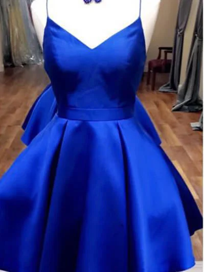 Limited Time Offer Homecoming Dress Spaghetti Straps Royal Blue Short Prom Dress Party Dress JK239