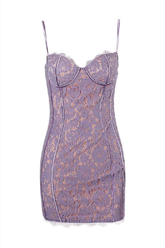 Limited Time wool dressPurple Lace Appliques Bodycon Short Dress