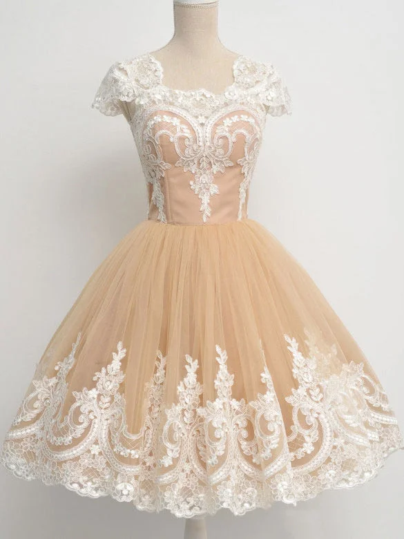 Best Deals Homecoming Dress Chic Square Champagne Short Prom Dress Party Dress JK257