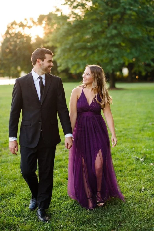 Act Fast denim dressA-line V Neck Purple Chiffon Prom Dress With Slit Sexy Bridesmaid Dress Y452 Act Fast denim dressA-line V Neck Purple Chiffon Prom Dress With Slit Sexy Bridesmaid Dress Y452