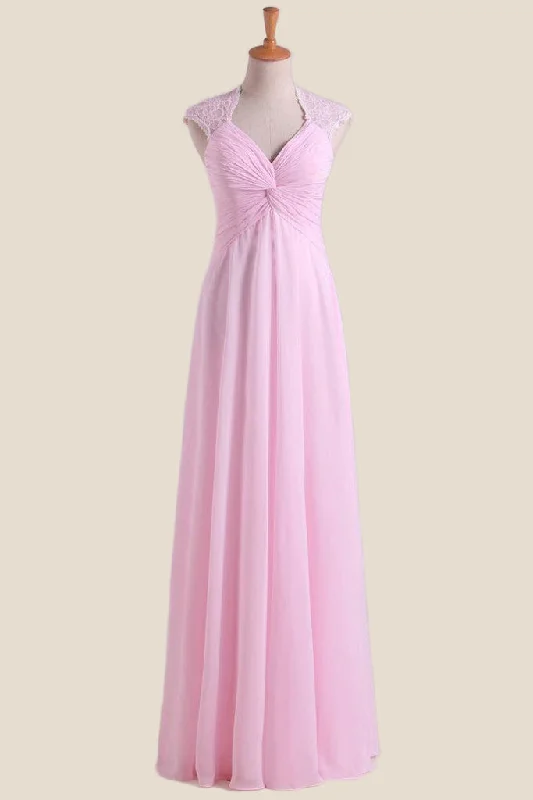 Today's Special tiered dressPink Chiffon Twisted Chiffon Long Bridesmaid Dress