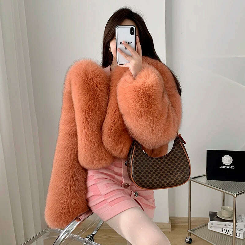 fitted coat2023 Luxury Lady Winter Full Pelt Real Fox Fur Jacket Thick Warm Natural Fur Coat Women Outerwear Fashion Jacket