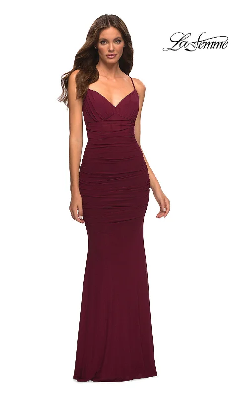 Extra Savings chic slip dressLace-Up La Femme Empire-Waist Long Prom Dress