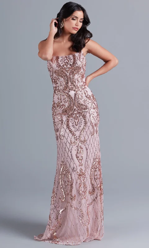 Blowout Deals vintage-inspired dressPink Formal Dress With Sequin Design F2236