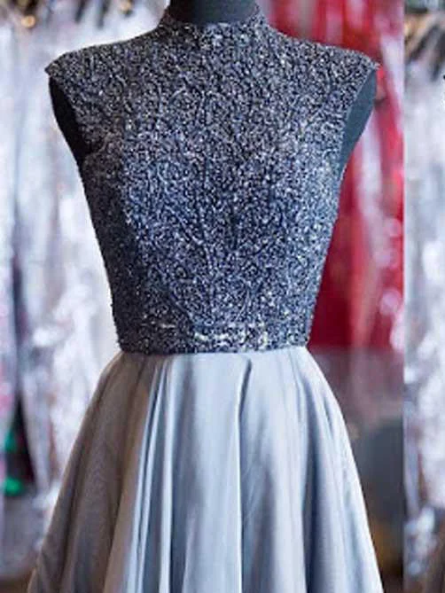 Super Sale Homecoming Dress Sexy High Neck Beading Short Prom Dress Party Dress JK190