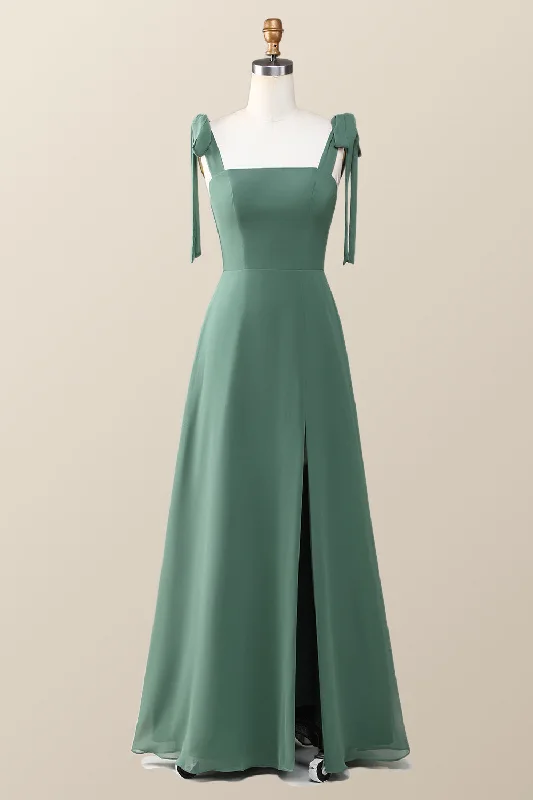 Deep Discounts party dressEucalyptus Square Neck Long Bridesmaid Dress