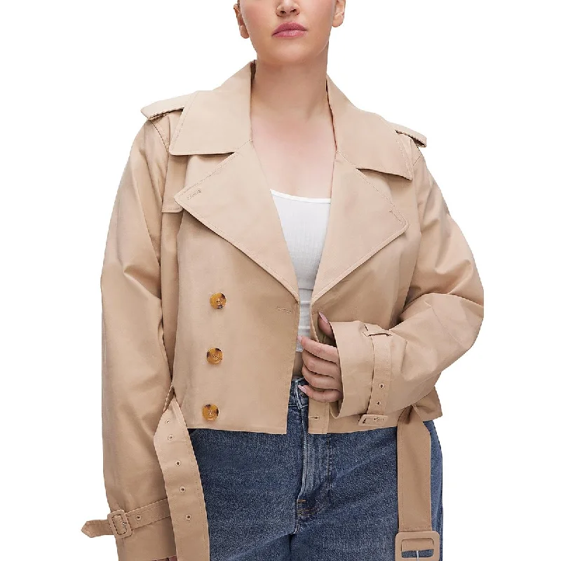 cold weather jacketWomens Cropped Short Trench Coat