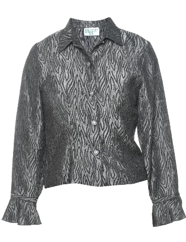 Lowest Prices oversized coatSilver & Black Patterned Sparkly Evening Jacket  - M
