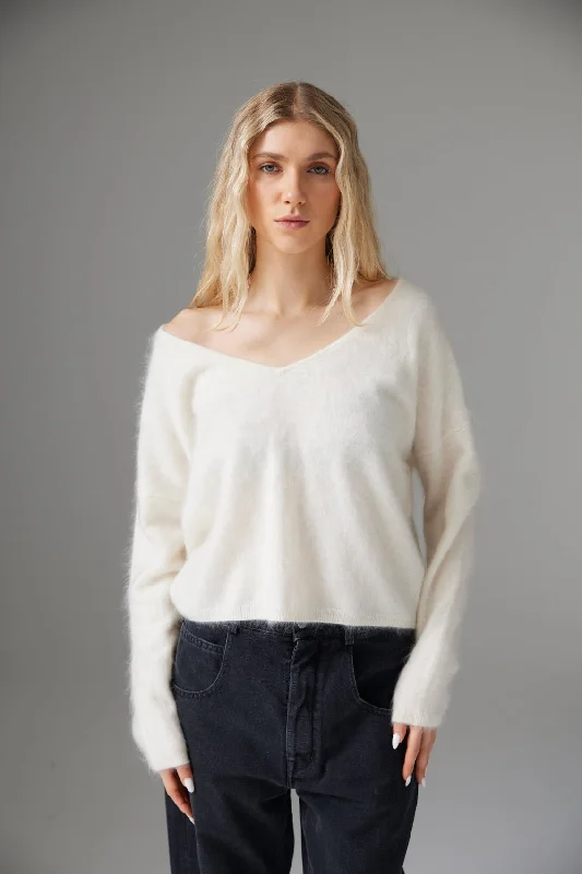 lightweight workout sweatshirtCOLORUSH Brushed Nala Sexy Back Cashmere Sweater / Snow