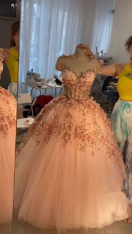 Take Advantage statement dressBlush Pink Flowers Applique Ball Gown,A Line Tulle Prom Dresses,Quinceanera Dresses Y388 Take Advantage statement dressBlush Pink Flowers Applique Ball Gown,A Line Tulle Prom Dresses,Quinceanera Dresses Y388
