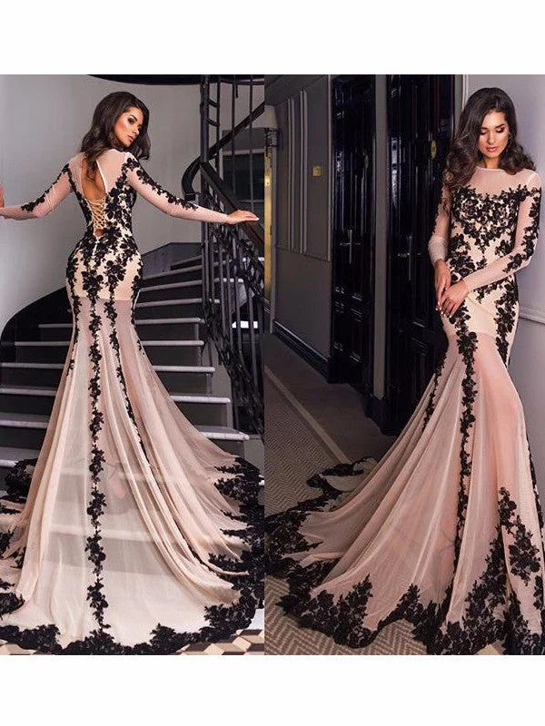 Deal of the Week Prom Dresses Tulle Champagne Sheath/Column Prom Dress/Evening Dress #JKL010