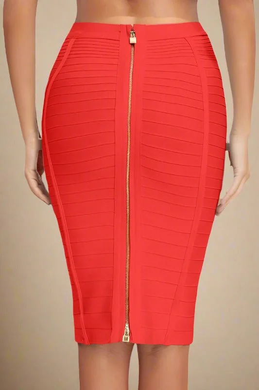 Exclusive Online Offer boho-chic dressPencil High Waist Bandage Knee Length Knitted Skirt - Lipstick Red Exclusive Online Offer boho-chic dressPencil High Waist Bandage Knee Length Knitted Skirt - Lipstick Red