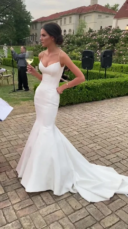 Discount Deals wrap-around dressMermaid Spaghetti Straps Satin Wedding Dress Glamorous White Wedding Dress Y434 Discount Deals wrap-around dressMermaid Spaghetti Straps Satin Wedding Dress Glamorous White Wedding Dress Y434