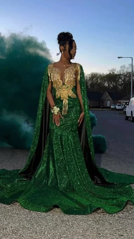 Big Discounts fitted dressUnique Design Mermaid Green Sequins Prom Dress With Cape Y116 Big Discounts fitted dressUnique Design Mermaid Green Sequins Prom Dress With Cape Y116