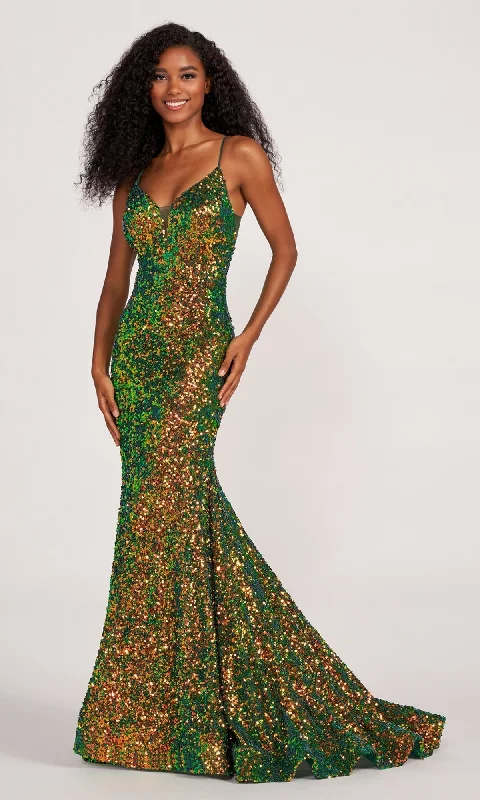 stylish party dressMermaid Sequin Prom Dress By Ellie Wilde EW34016