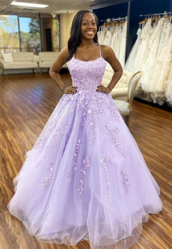 casual dressPurple Lace Long A-Line Prom Dresses, Purple Graduation Dresses Y1757