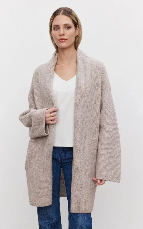 relaxed fit sports hoodieVelvet Calli Open Front Cardigan / Oat