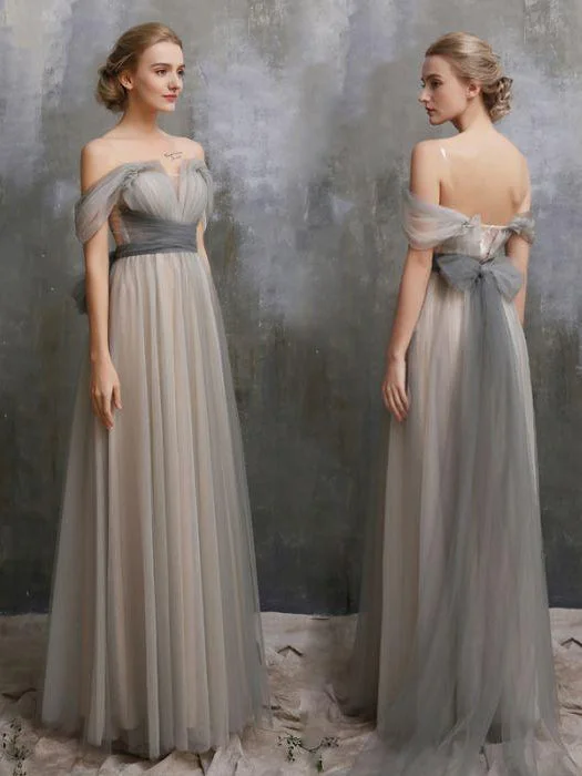 Stock Clearance Fairy Prom Dresses A-line Floor-length Bowknot Sexy Prom Dress/Evening Dress JKS181