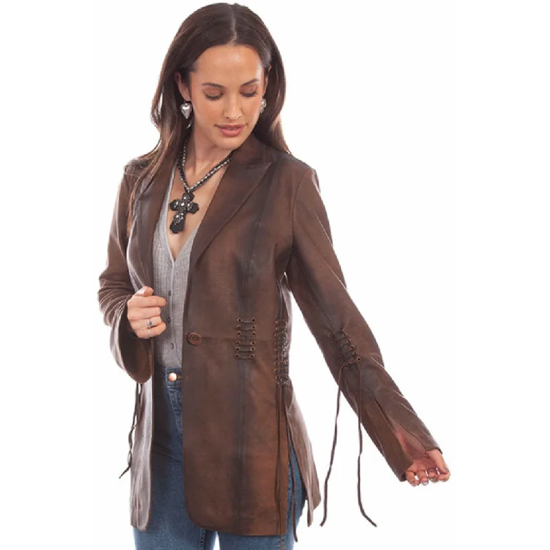 Special Savings modern outerwearWomen's Vintage Brown Leather Jacket By Scully L1089