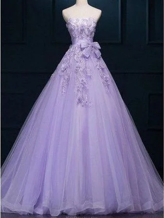 Price Drop Ball Gown Prom Dresses Floor-length Appliques Lilac Long Prom Dress/Evening Dress JKS184