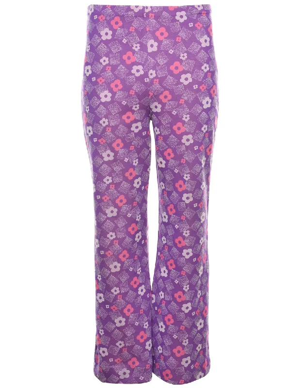 Act Fast stylish raincoatFloral Print Purple & Pink Flared Trousers - W30 L29