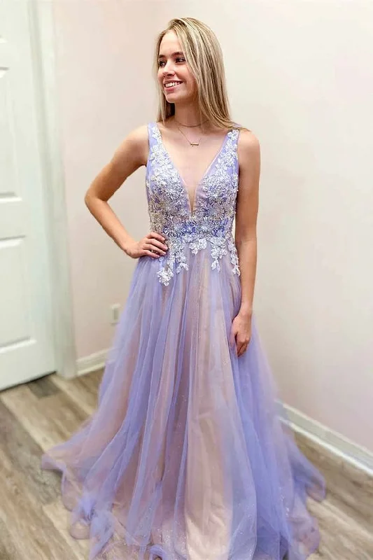 Price Reduction vintage-inspired dressA-Line V-Neck Sleeveless Tulle Long Prom Dress With Lace Y915 Price Reduction vintage-inspired dressA-Line V-Neck Sleeveless Tulle Long Prom Dress With Lace Y915