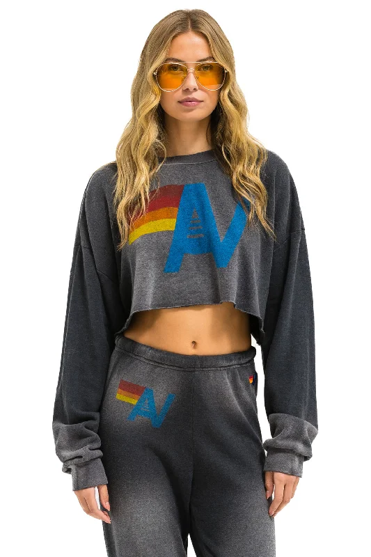 trendy fitness sweatshirtVINTAGE LOGO CROPPED CREW SWEATSHIRT RELAXED - FADED SMOKE