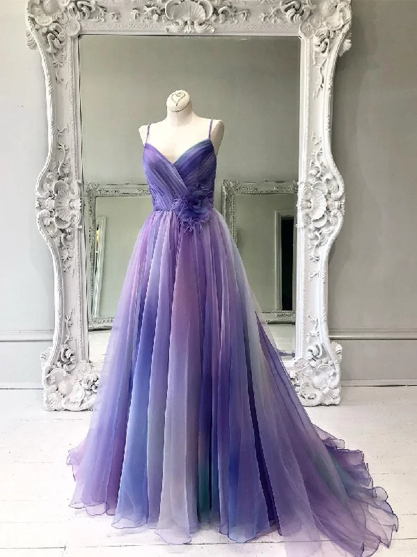 Clearance Items Spaghetti Straps Ombre Prom Dresses Designer Colorful Long Evening Dress With Ruffles Formal Gowns JKG029