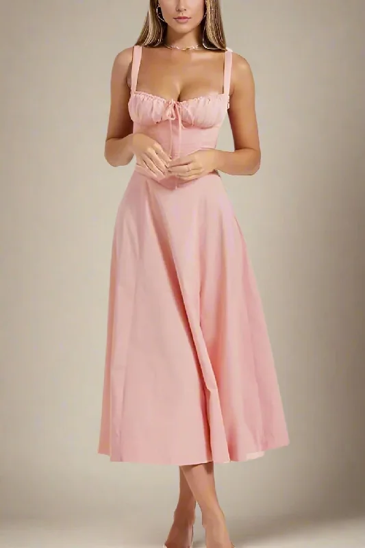 Lowest Price puff sleeve dressTaylor Bodycon Day Midi Dress - Dusty Pink